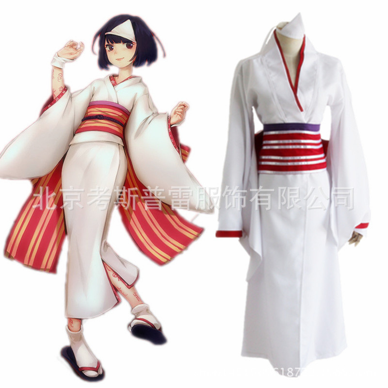 [Cross-border] cartoon Yiliang God's music device cos clothing female kimono Halloween comic show cosplay clothing White