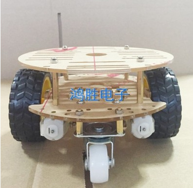 智能小车底盘循迹避障遥控车套件散件双层两驱三轮万向轮迷你圆形