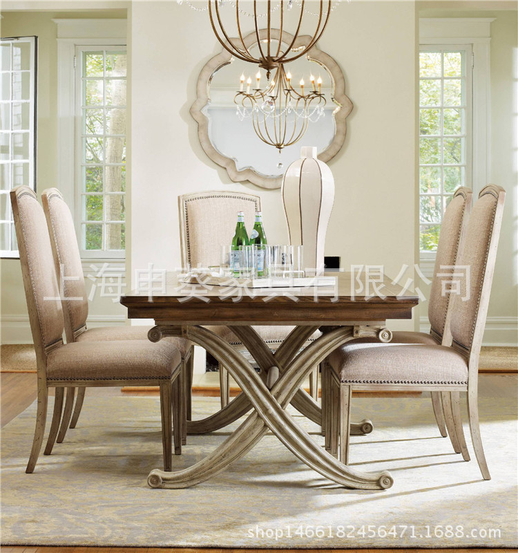 American Solid Wood Dining Table Log Multi-person Dining Table White Oak Retro Old Dining Table Special Offer House Model Room