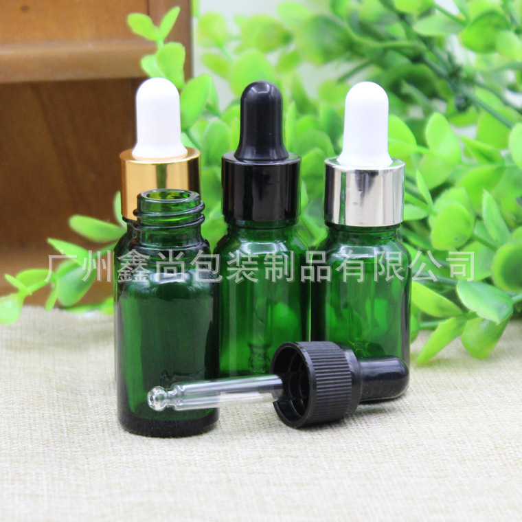 批发绿色玻璃精油瓶精油调配瓶5ml滴管分装稀释空瓶