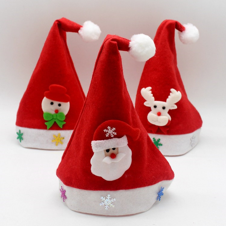 圣诞儿童帽子创意圣诞帽 拉绒布帽 儿童圣诞帽 圣诞装饰