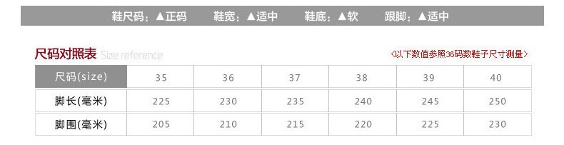 女鞋尺码表