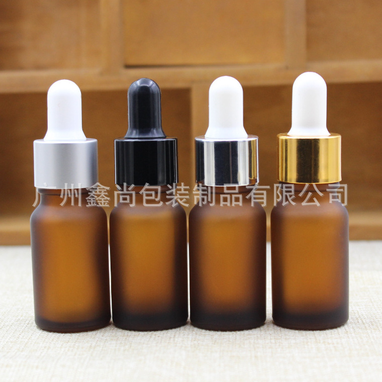 磨砂茶色精油瓶子10ml 胶头滴管空瓶 螺口玻璃瓶 调配分装瓶