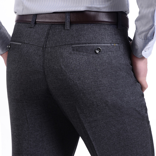 Spring and summer lightweight casual pants for middle-aged men: loose-fit, straight-leg dress pants—ideal for older gentlemen; high-waisted men's wear—perfect for dads.