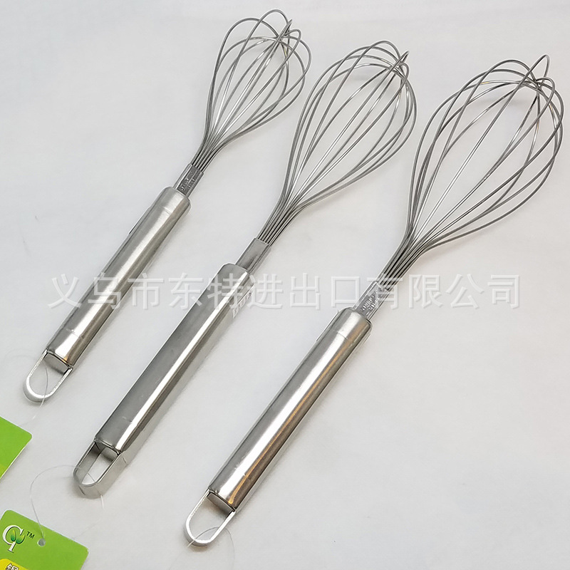 Factory direct sales of stainless steel egg beaters with large steel handles, household baking supplies, manual egg beaters detail image 4