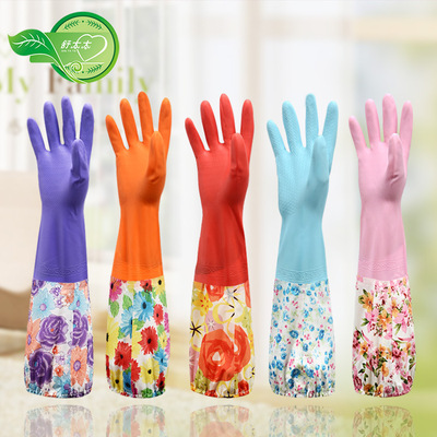 kitchen Housework clean laundry Dishwasher Daily waterproof Hand guard Beam port Plush rubber glove