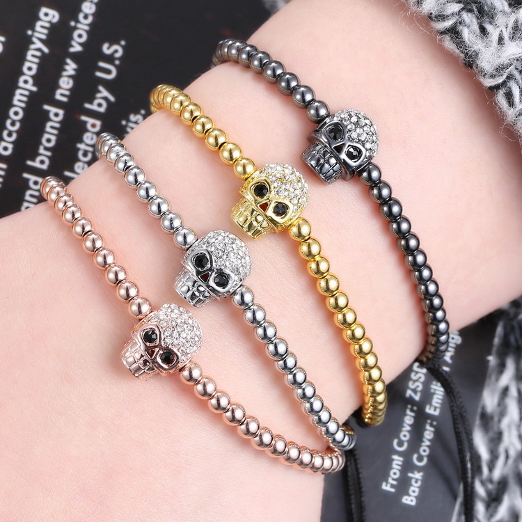 Fashion Skull Copper Plating Zircon Bracelets 1 Piece