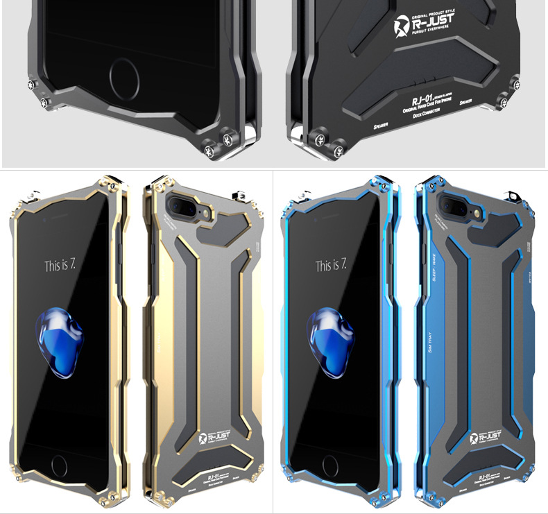 R-Just Gundam Aerospace Aluminum Contrast Color Shockproof Metal Shell Outdoor Protection Case for Apple iPhone 7 Plus