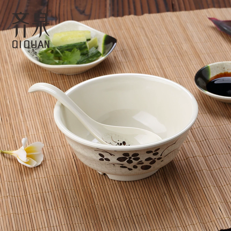 齐泉厂家批发A5 美耐皿餐具 密胺波纹碗防滑碗仿瓷饭碗