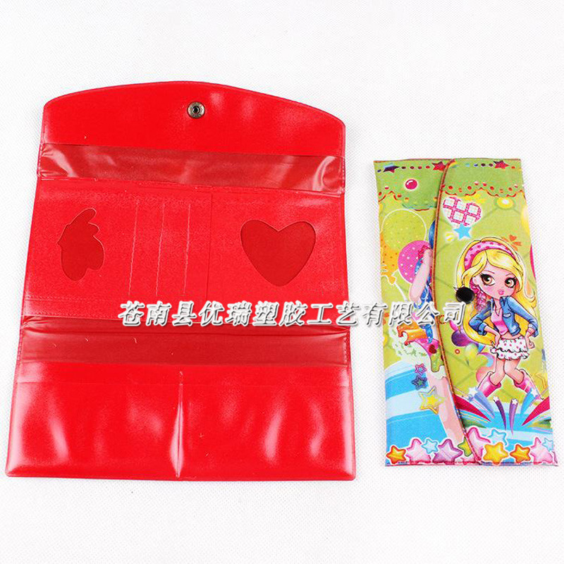 厂家直销PVC卡通长钱包定制 pvc折叠双层散钱包  PVC