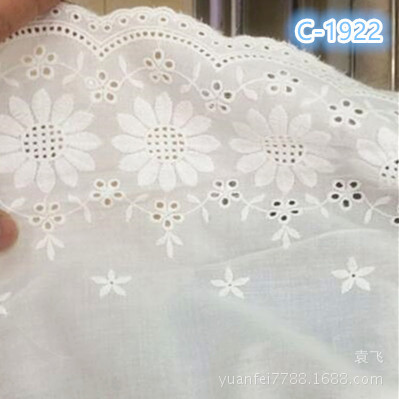 C-1922太阳花朵打孔全纯棉布料刺绣蕾丝花边DIY服装辅料