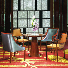 酒店大堂餐厅家具 实木餐厅桌椅 成套餐桌椅厂家定制EMT-CT02