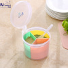 New type Multipurpose Plastic Seasoning Box transparent originality Seasoning box circular Three lattice Seasoning box NFH-845