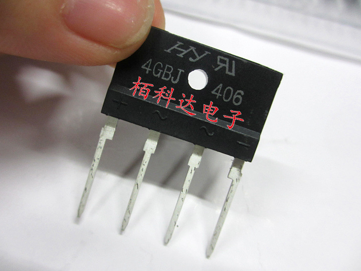 台湾虹桥HY 4GBJ406扁桥 DIP4 4A 600V 整流桥 GBL406 原装