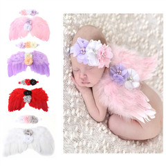 Baby angel wings set, children's photo props, wing headband, feather rhinestone set