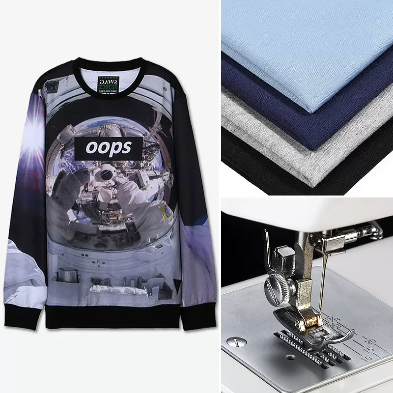 淘工厂 广州服装厂承接3D数码印花男装卫衣来图来样