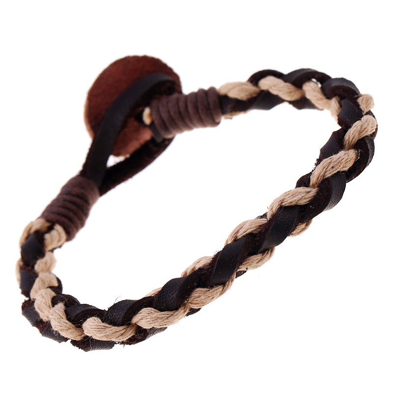 Jewelry Vintage Woven Hemp Leather Bracelet Men's Leather Bracelet display picture 5