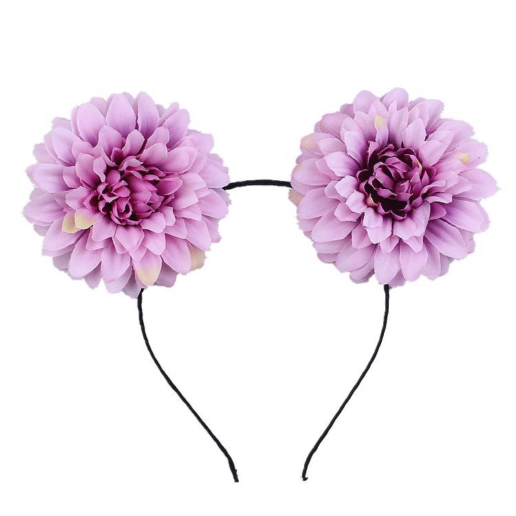 10 cm 菊花猫耳朵 紫粉色