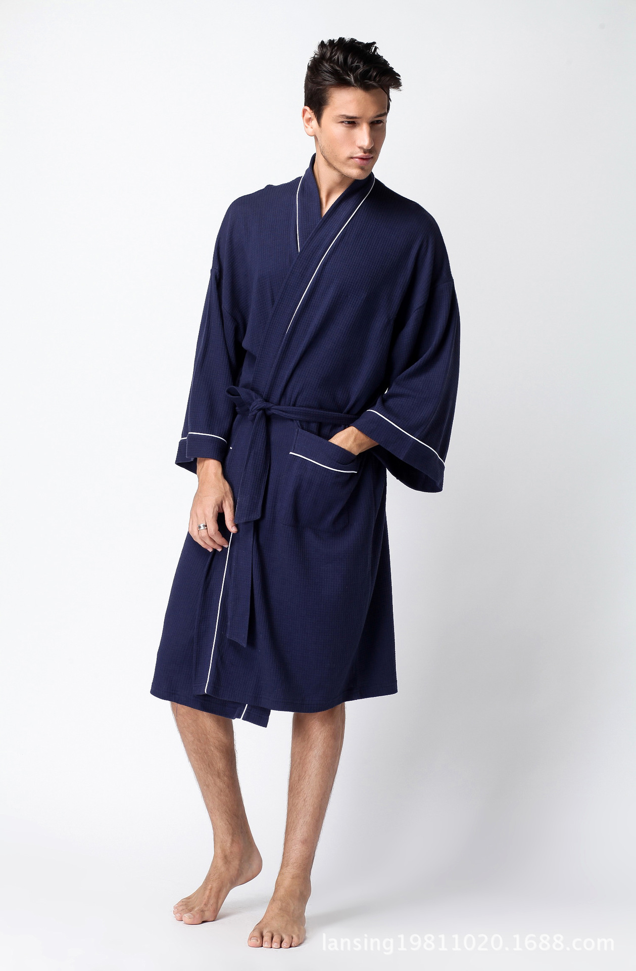 女士冰丝绸睡袍女夏季薄款浴衣晨袍日式和服浴袍短袖性感睡衣秋天-阿里巴巴