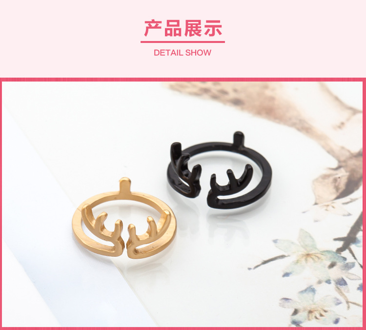 Ring Christmas Reindeer Elk Antlers Ring Opening Adjustable Deer Ring display picture 9