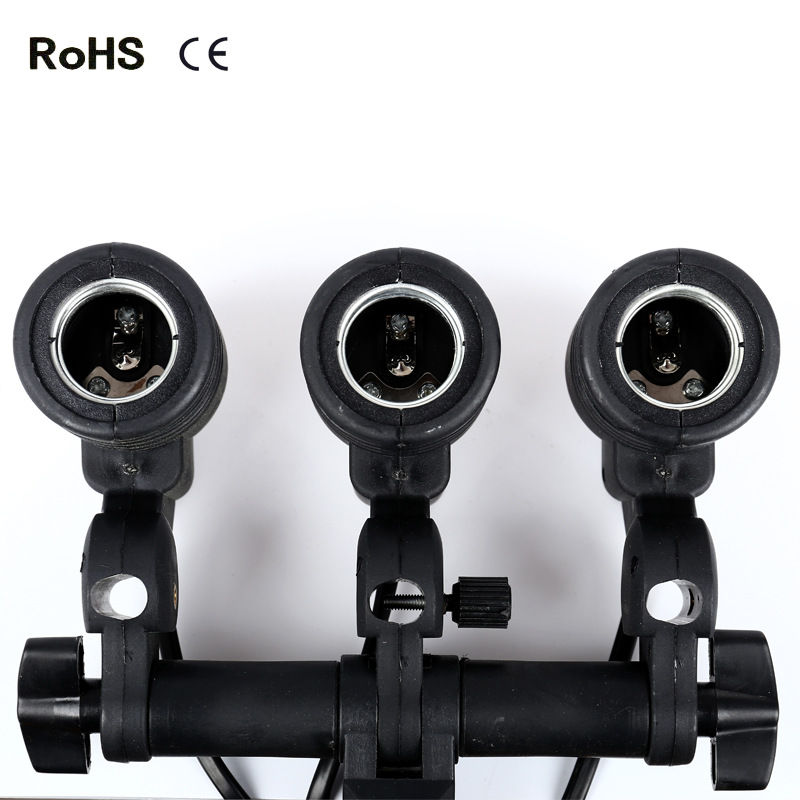 批发摄影器材摄影灯具配件 灯头 三灯头 塑料灯头