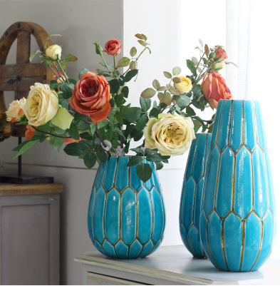 Factory direct selling blue gold -plated honeycomb ceramic flowers…