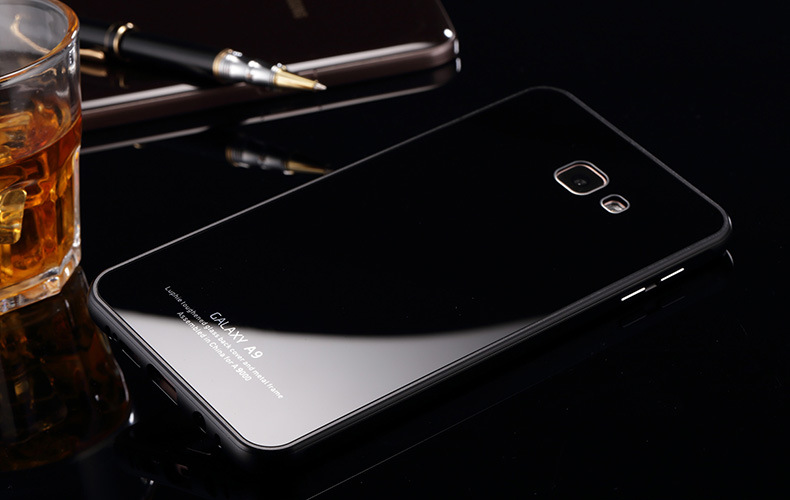 Luphie Aircraft Aluminum Metal Frame 9H Tempered Glass Back Cover Case for Samsung Galaxy A9 A9100 A9000
