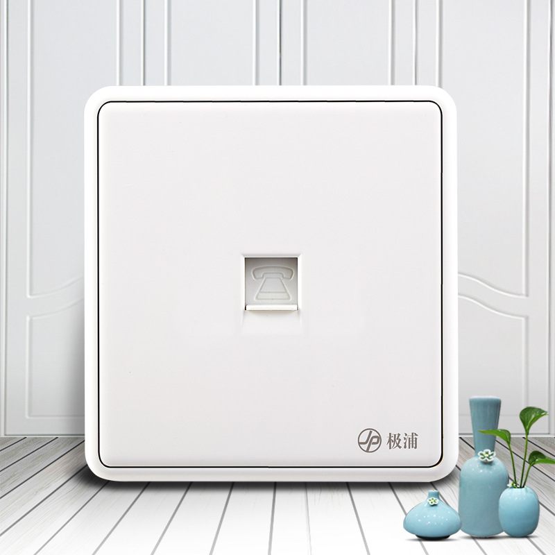 极浦86型暗装家用带钢板一位电话插座供应大面板墙壁 厂家出货快