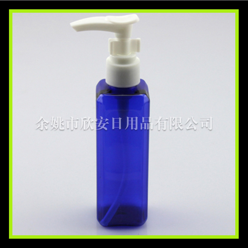 蓝色方瓶100ml洗发液压瓶100ml鸭嘴瓶 化妆品分装瓶 洗手液瓶