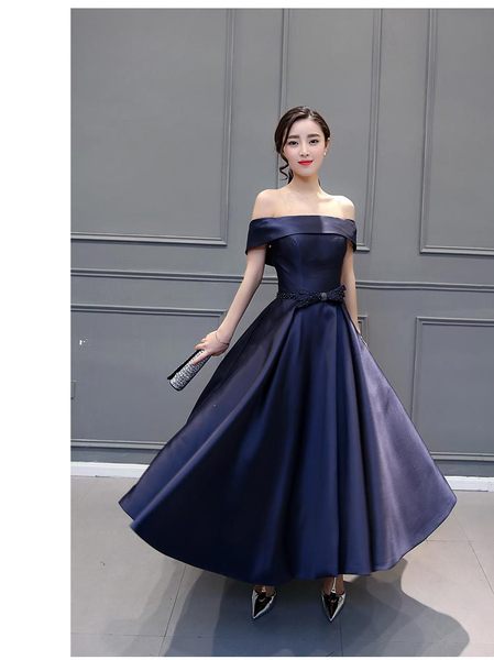 A long dresses in one word shoulder dresses for the long bride toast the summer new style banquet and the elegance of