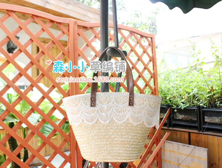 New Fashion Wheat Straw Woven Lace Bag Wholesale Nihaojewelry display picture 10