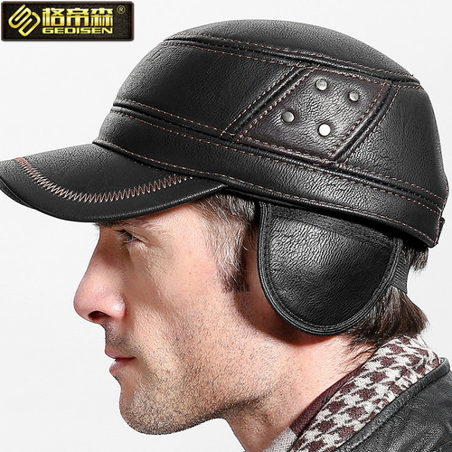 Elegant European and American Fashion Men's Duckbill Cap Flat Cap with Fleece Warm Hat Import Leather Hat Amazon AliExpress