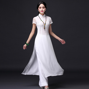 Chinese Dress Qipao for women cheongsam aodai cheongsam long elegant cheongsam skirt standing collar cheongsam