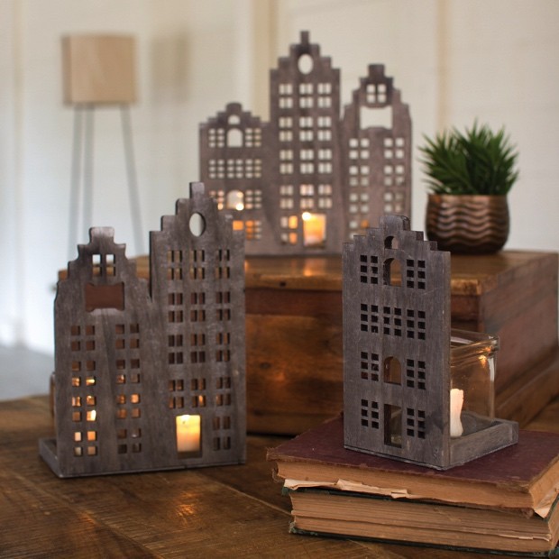 wooden-building-candle-holders