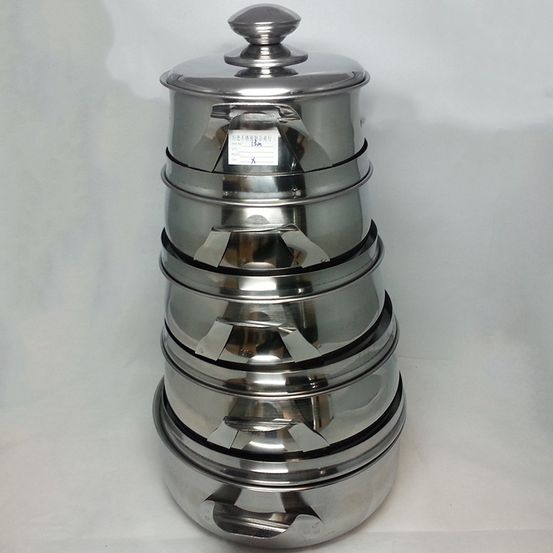 Factory direct sales of flat ear pot, four-piece set, stainless steel household multi-purpose soup pot, all-steel lid stewing pot detail image 9