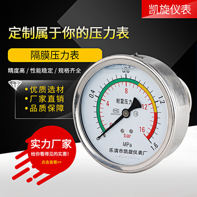 [轴向卫生型隔膜压力表YTP100ZBF食品快装卡箍式压力表]