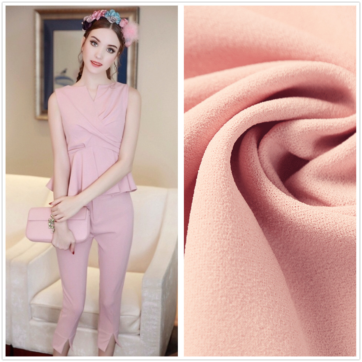 春秋彈力撚絲亂麻300克 女裝連衣裙打底衫闊腿褲面料 針織亂麻布