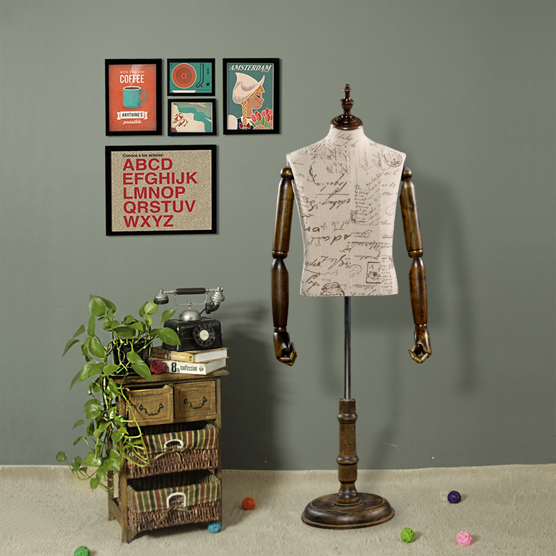 男半身模特道具 实木手展示衣架男装橱窗拍摄道具服装店假人模特