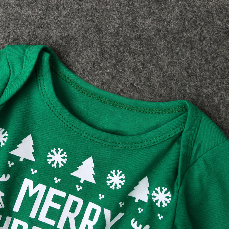 Children's Christmas jumpsuit boys and girls letter short sleeve Christmas suit_voghion.com