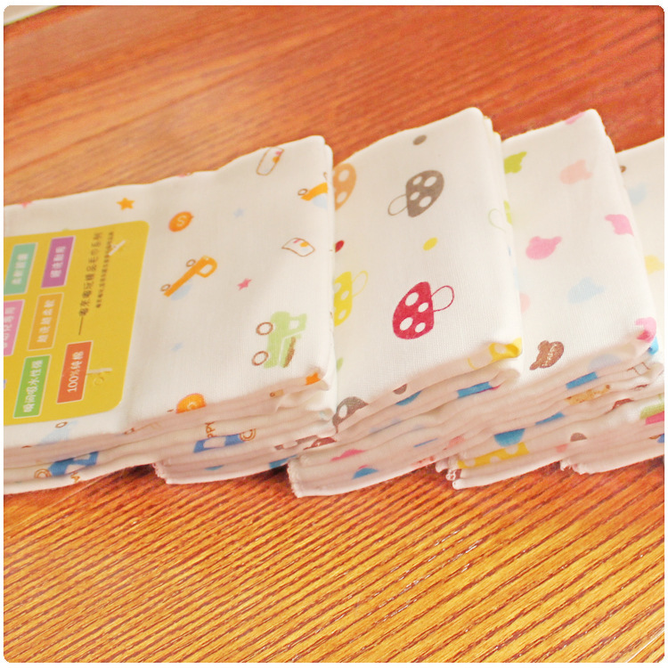 嘟来嘟玩3条装4层高密度纱布婴儿小方巾喂奶巾口水巾宝宝小手帕
