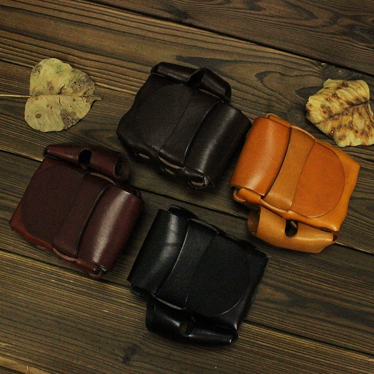 Retro зажигалка фабричная, кожаный чехол handmade, ремень, Италия
