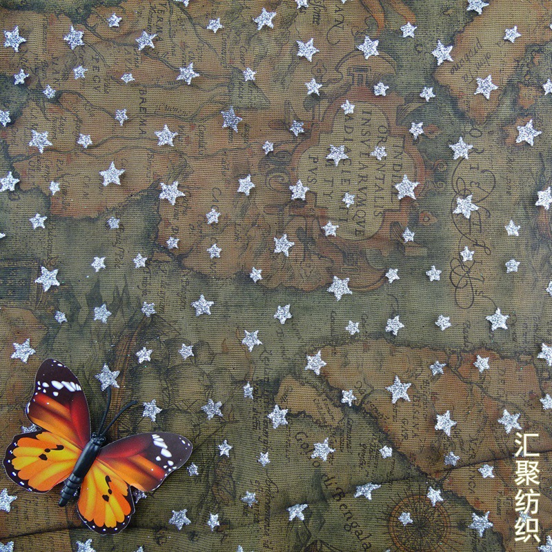 银色小星星撒金印花 网布台版印花 胶浆印花 台版印花