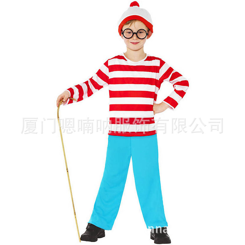 聪明的威利 Where's Wally 万圣圣诞节六一儿童节日男女童演出服