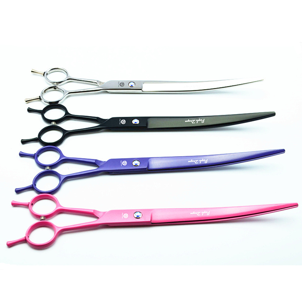 紫龙9.0寸高档双尾蓝钻 宠物剪刀 宠物美容剪 弯剪 翘剪  送包