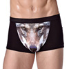 3D personalized printed men's underwear mid -waist young wolf head eagle head Modal's male flats corner trousers