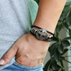 Retro metal woven bracelet, European style, punk style, genuine leather