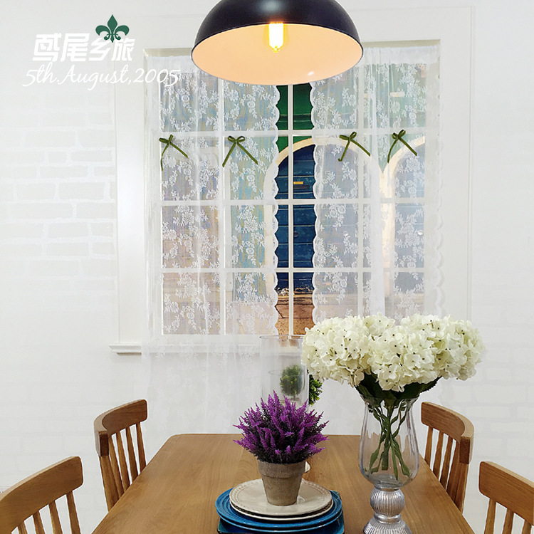 Foreign trade door curtain tail material wave lace door curtain small curtain bow decorative curtain