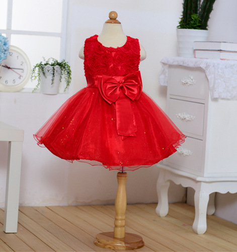 Dress for girls with rose-shaped puffed skirt, children's clothing for big kid party performance