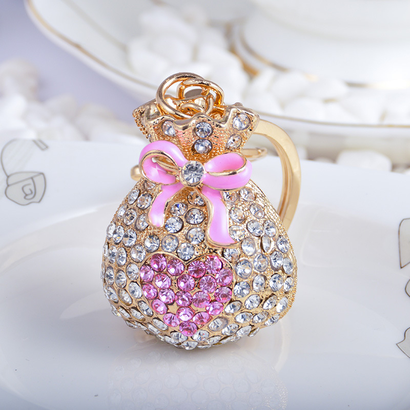 Exquisite gift lucky money bag rhinestone Diamond key chain Austrian diamond alloy car accessories pendant key chain gift