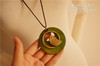 Retro ethnic accessory, wooden pendant, necklace, sweater, cotton and linen, ethnic style, Korean style